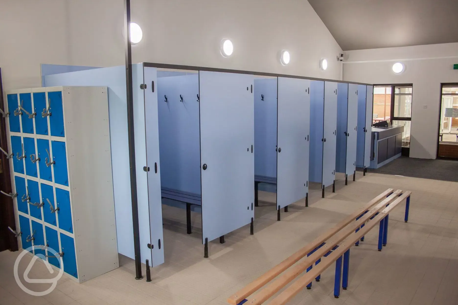 Swimming pool changing rooms with lockers