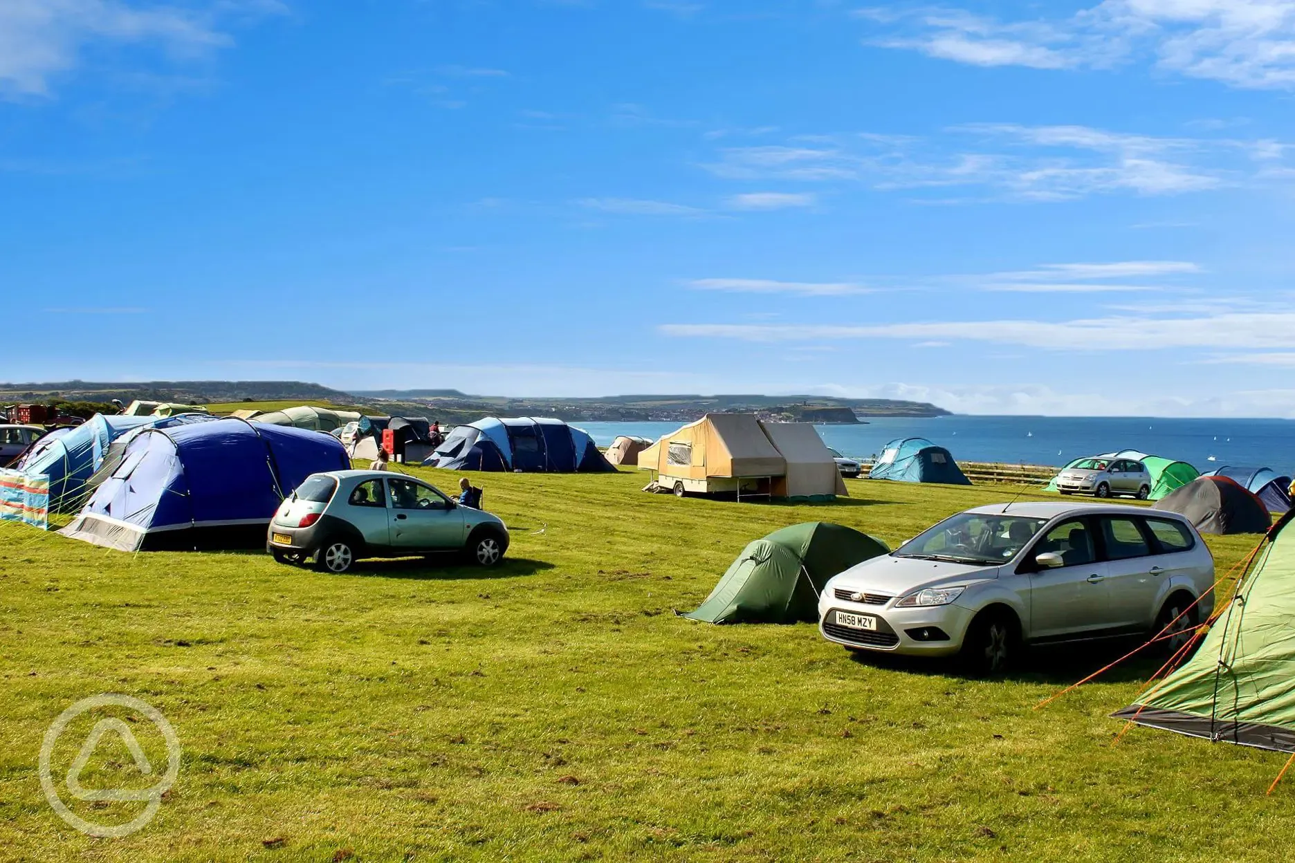 Grass pitches with sea views