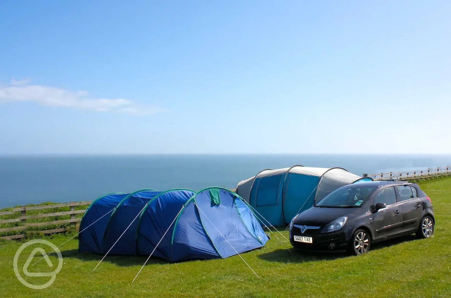 Grass pitches with views across the Yorkshire coast