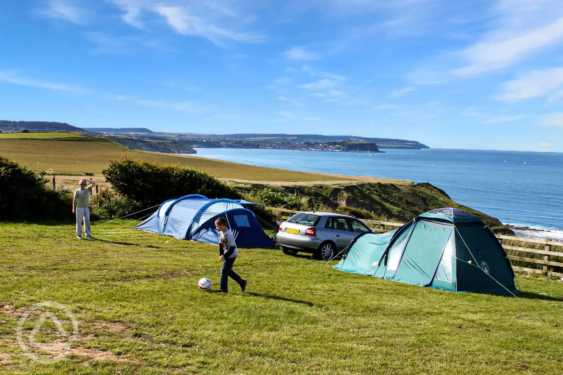 Non electric grass pitches with sea views