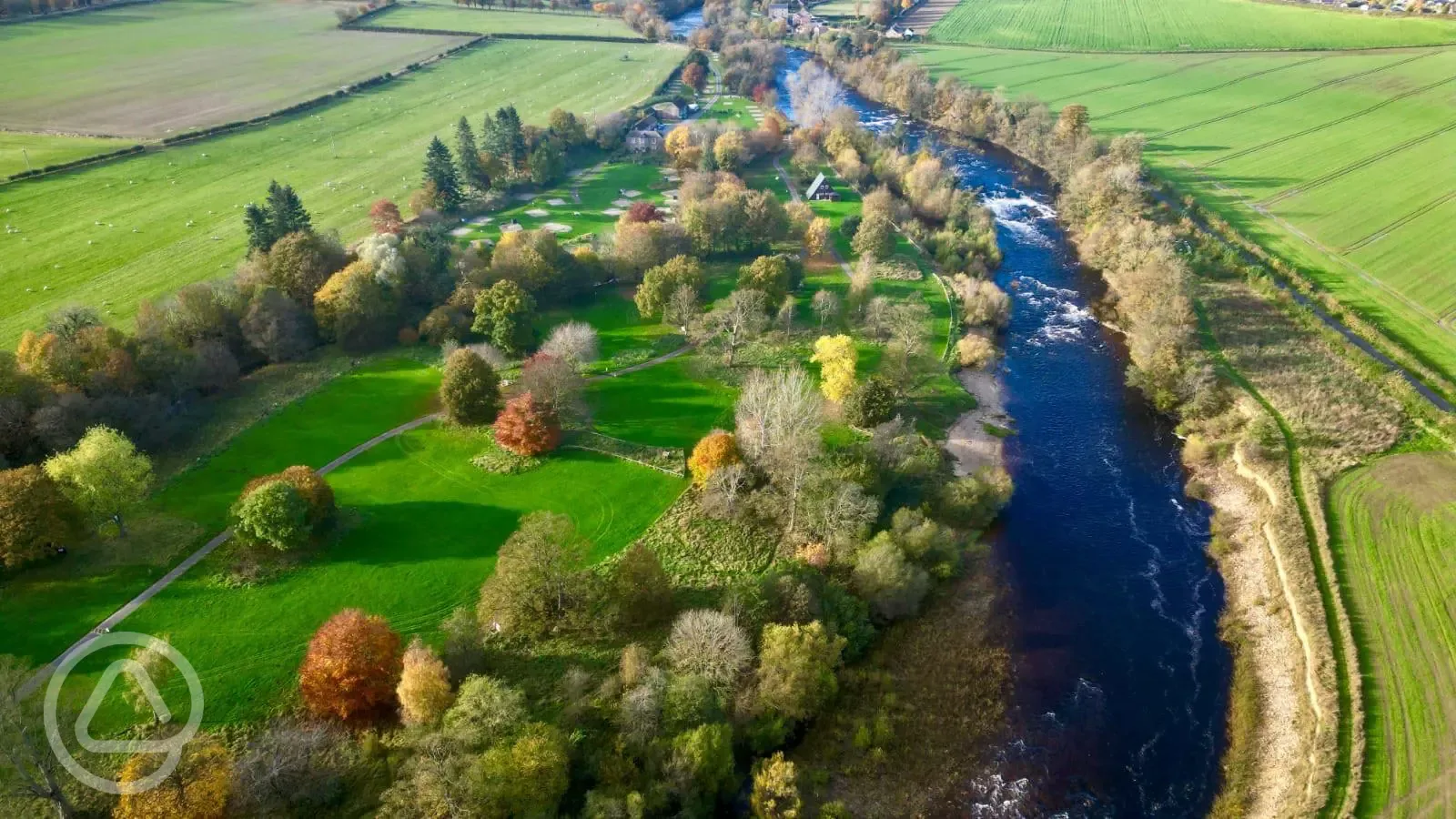 Aerial of the campsite and River Ure