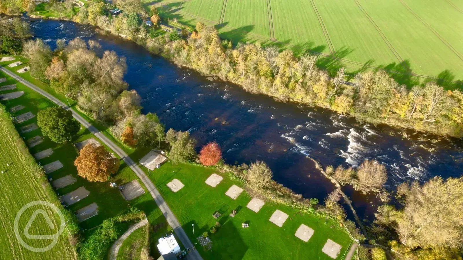 Aerial of the campsite and River Ure
