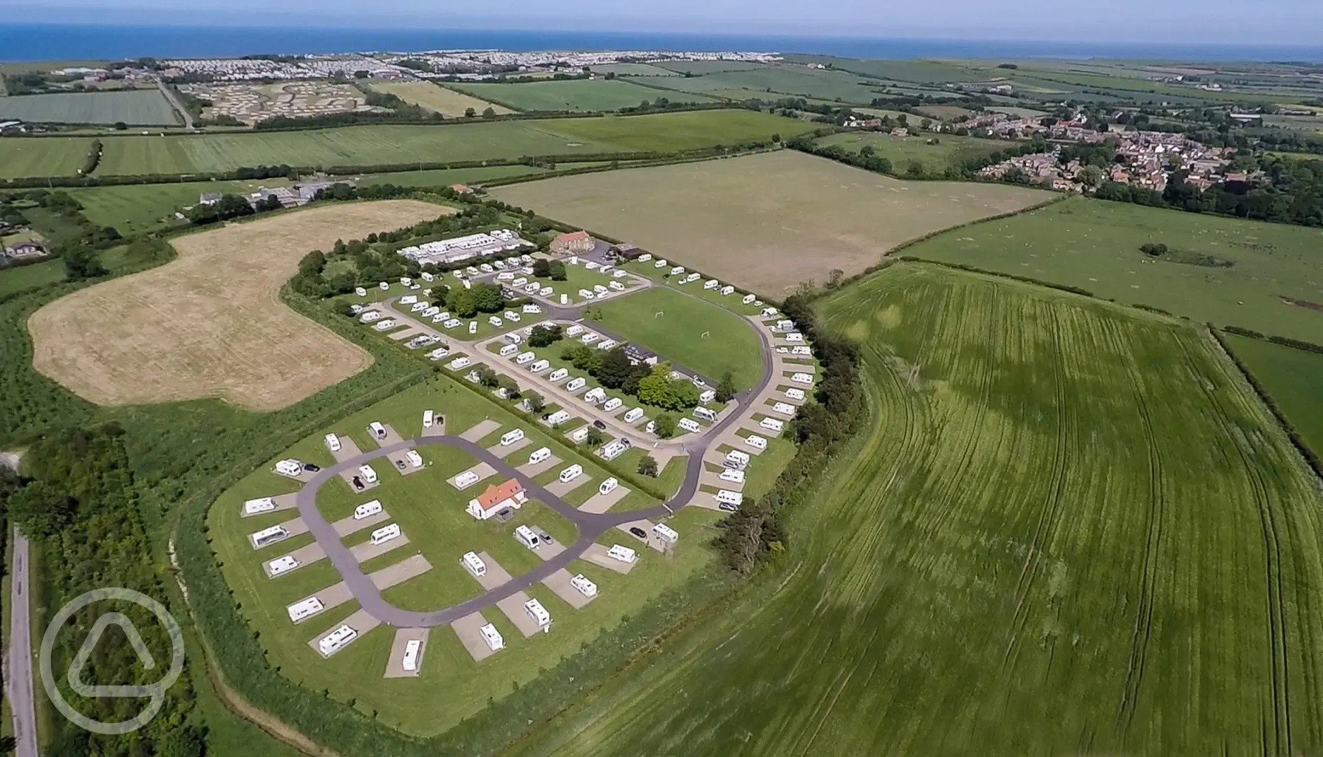 Aerial of the campsite and coastline