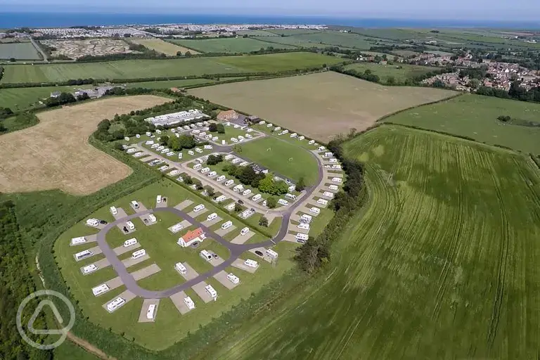 Aerial of the campsite and coastline