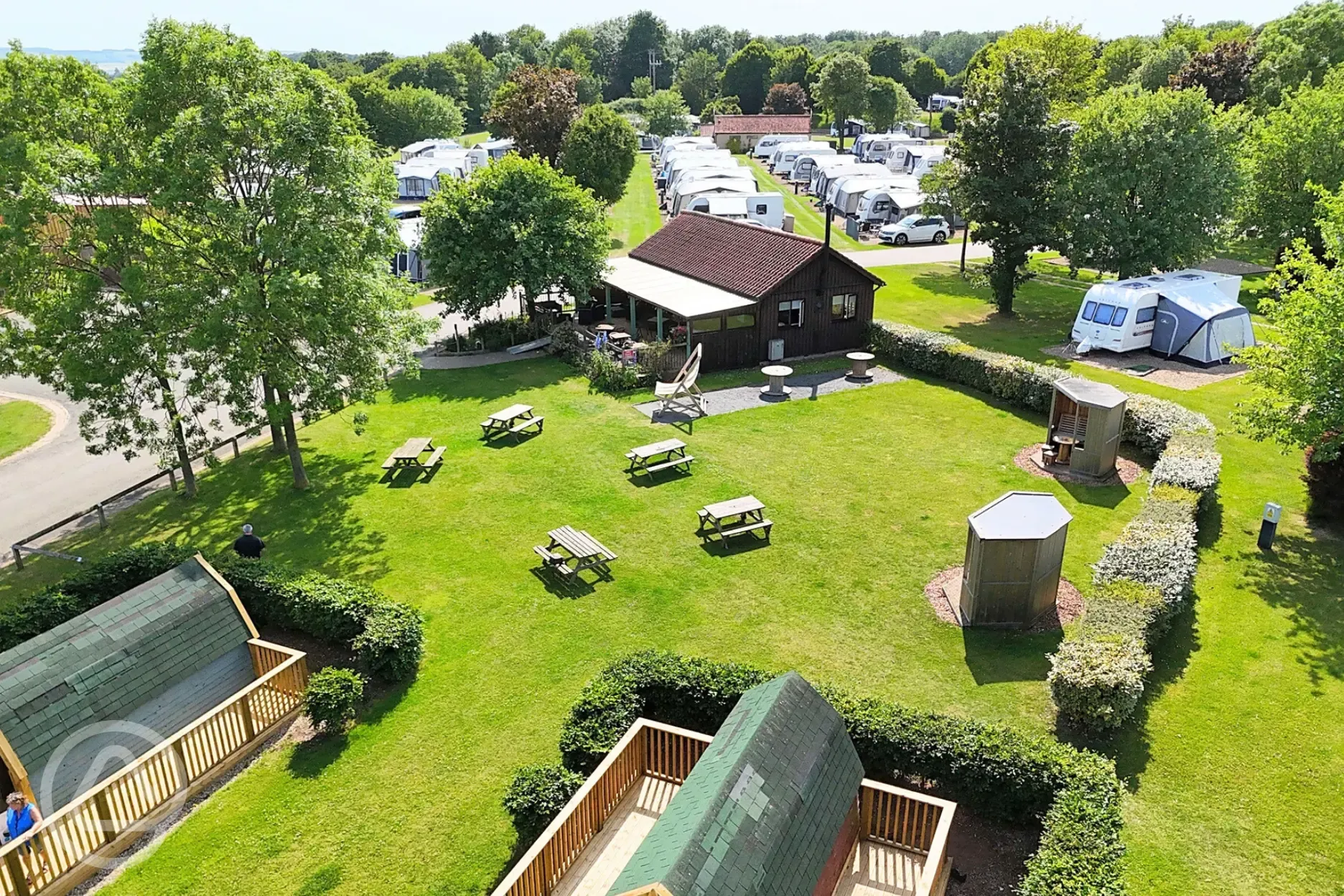 Aerial of the cafe and outdoor seating