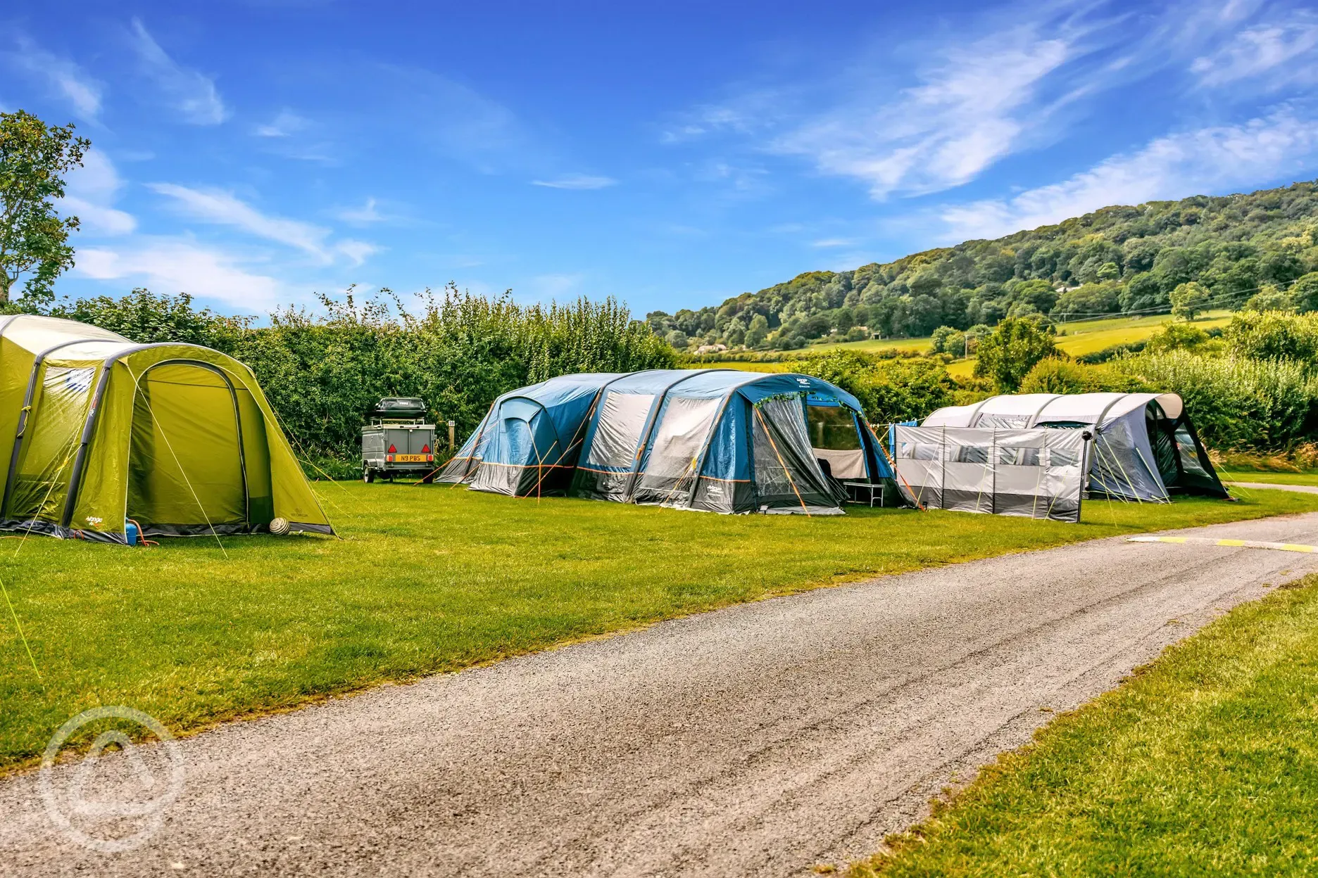 Grass pitches with countryside views