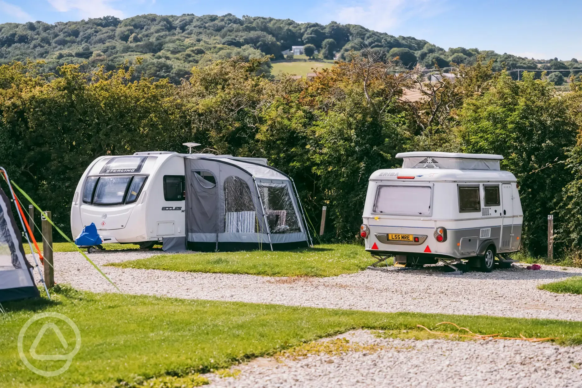 Hardstanding pitches with 10 amp electric and space for an awning