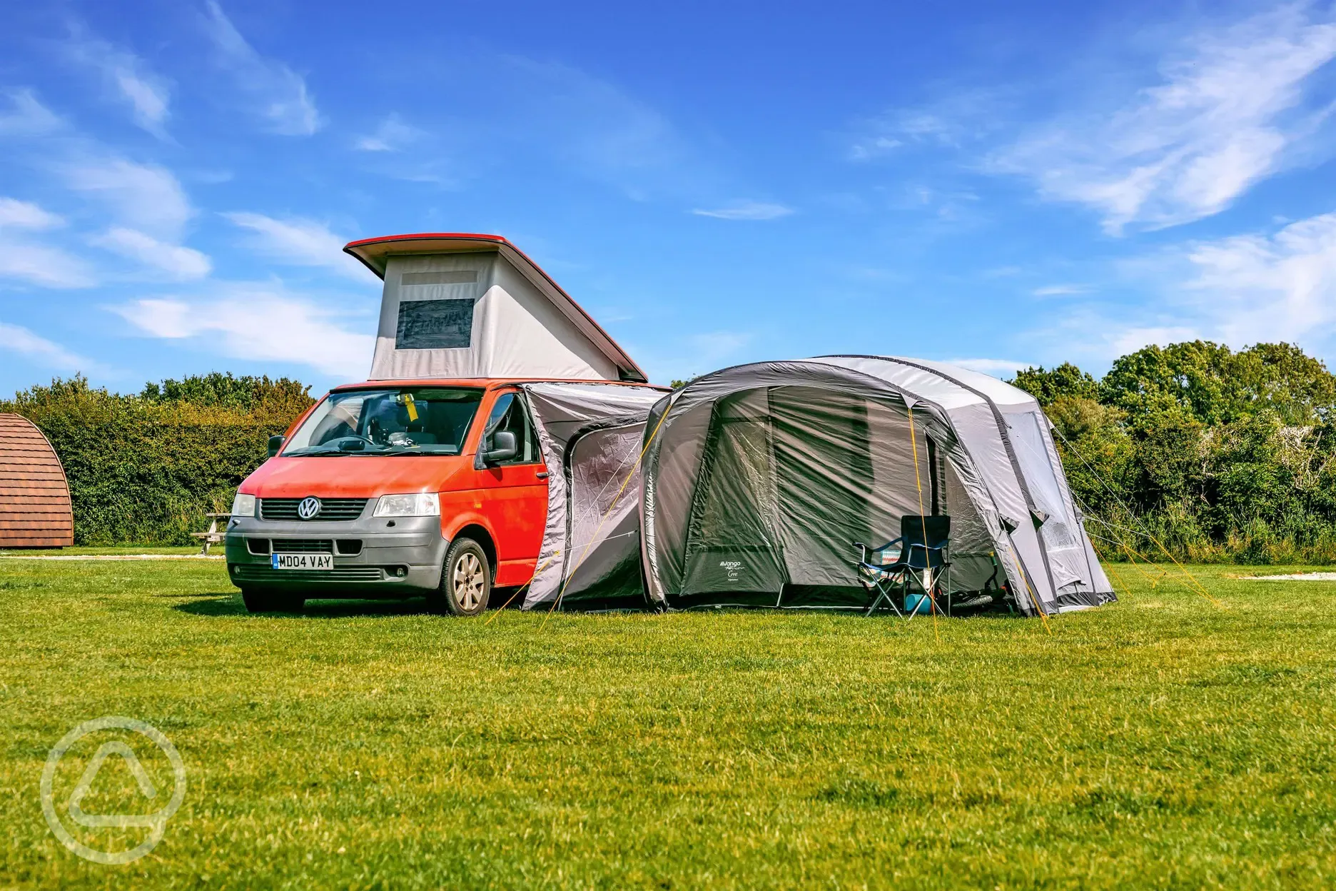 Grass pitches with space for an awning