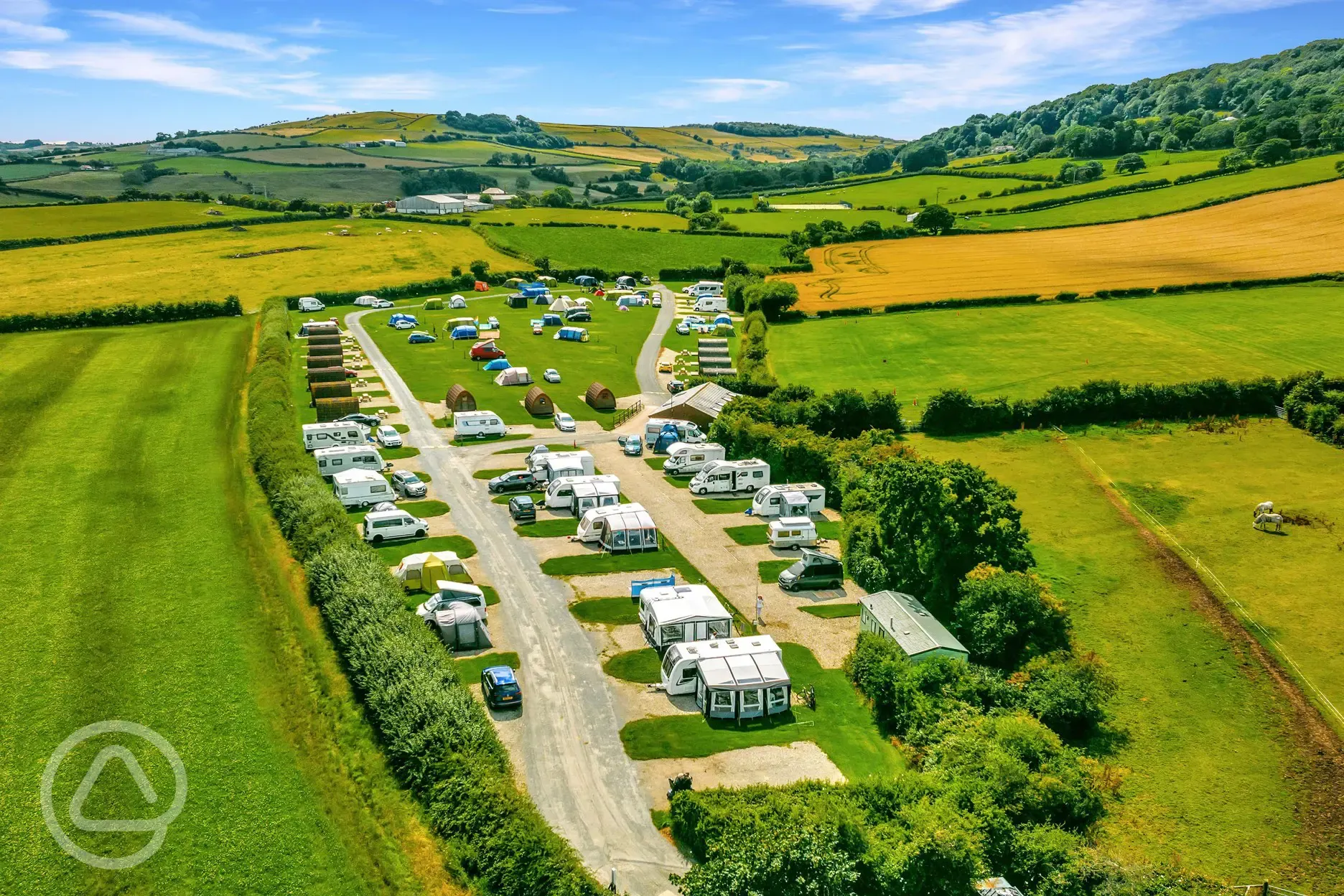 Pitches at Middlewood Farm Holiday Park, surrounded by countryside
