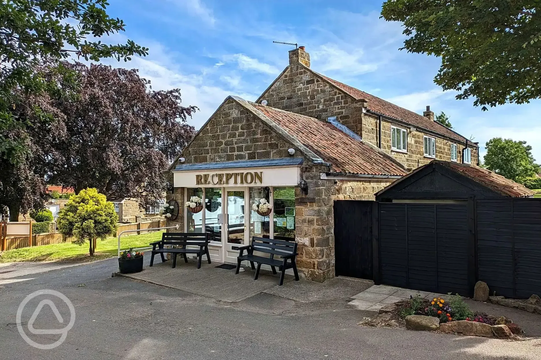 Reception area with outdoor seating Reception area with outdoor seating