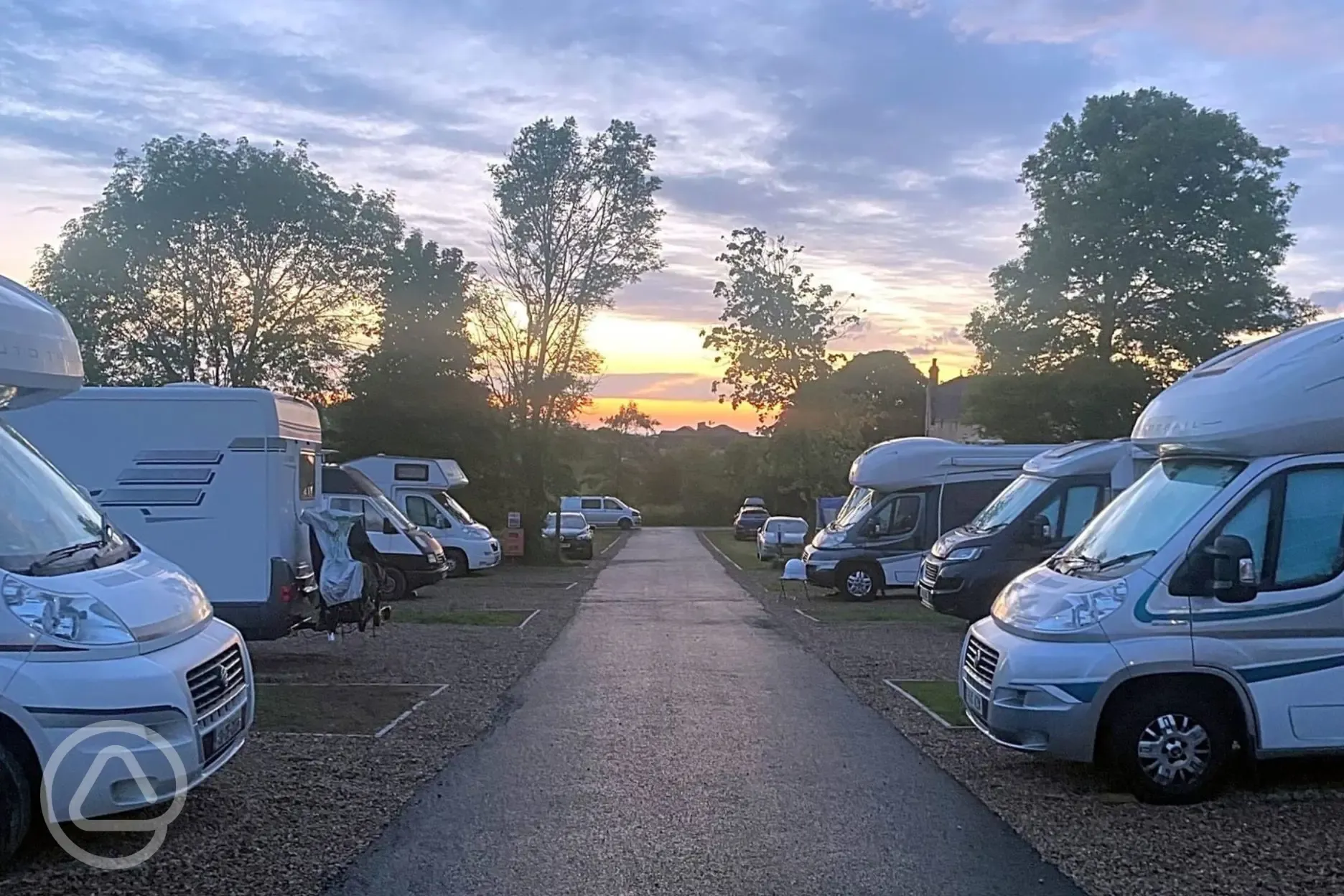 Hardstanding pitches at dusk Hardstanding pitches at dusk