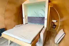 Super glamping pod pull-down double bed (bring own bedding)