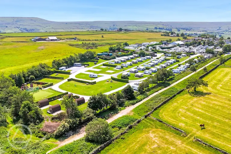 Aerial of Upwood Holiday Park and the surrounding countryside