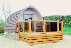 Mega glamping pods with glass front decking areas