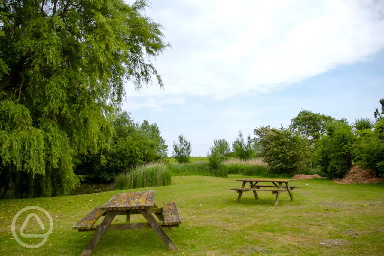 Picnic benches at Fairfields Farm