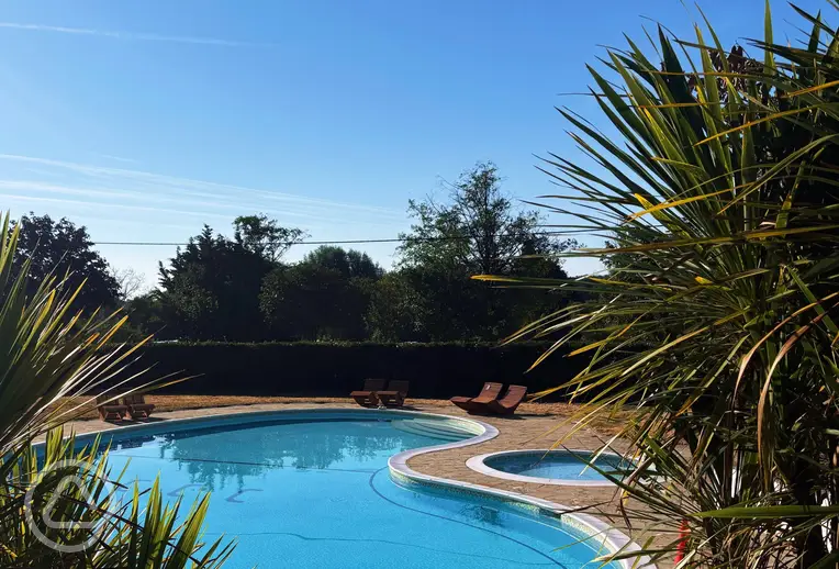 Outside heated swimming pool at Adgestone Campsite and Touring Park