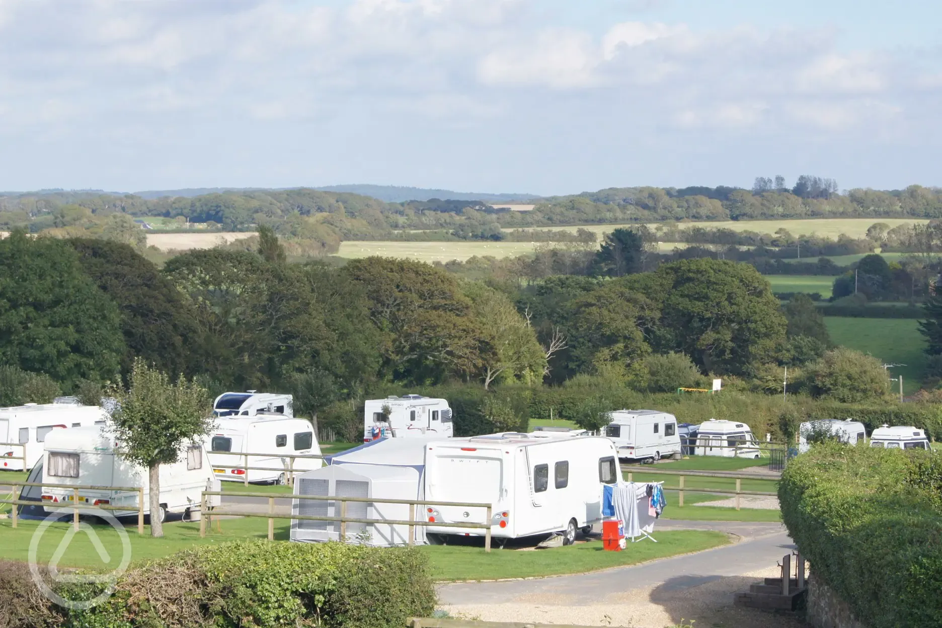 One of our touring fields with hard standings and grass pitches.