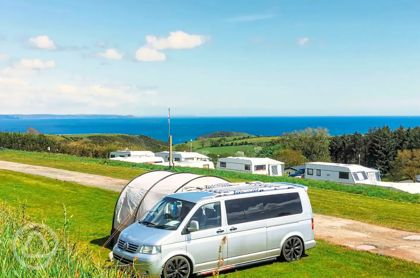 Grass pitches with sea views