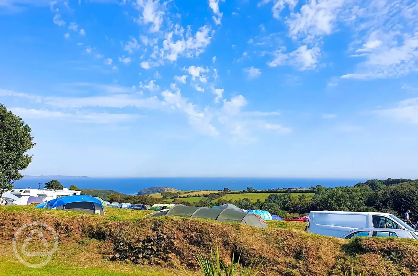 Grass pitches with sea views