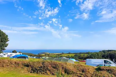 Grass pitches with sea views