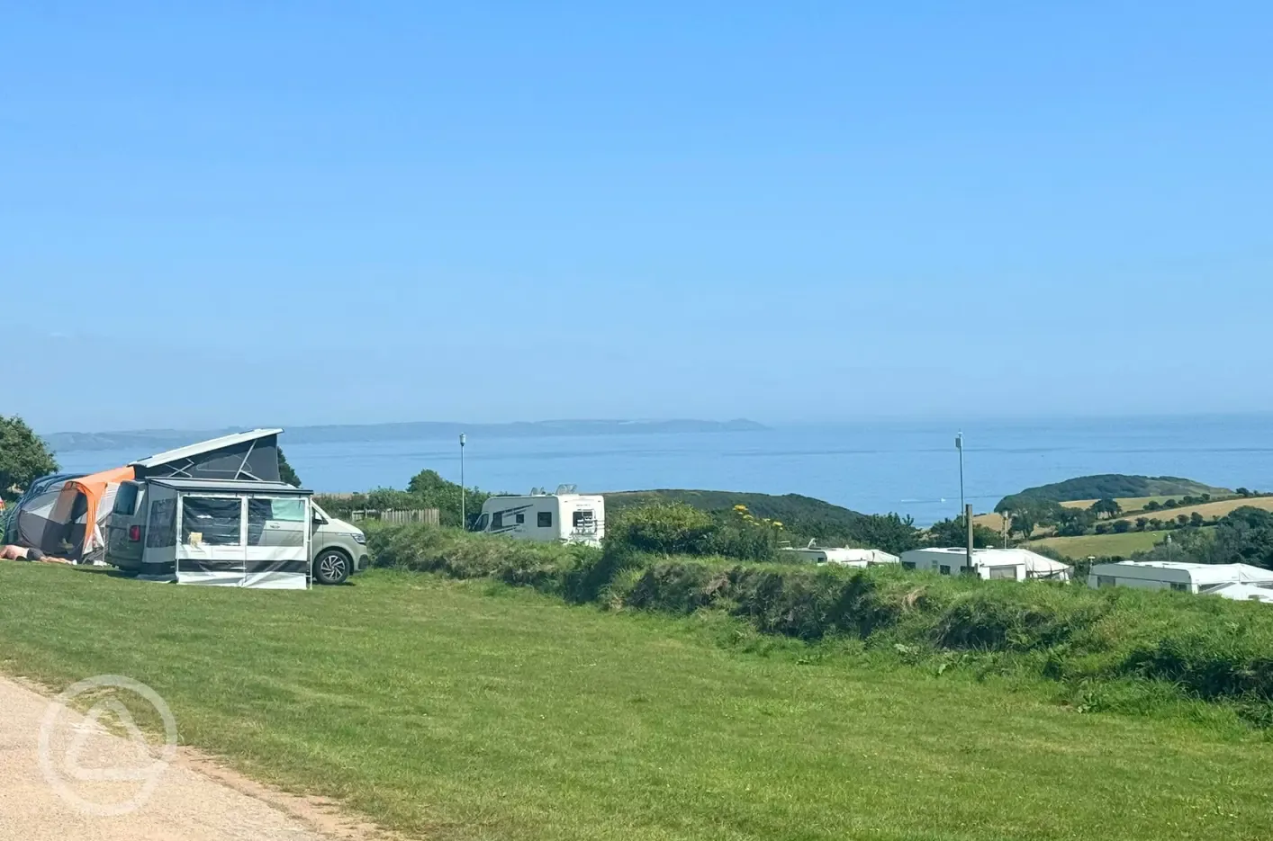 Grass pitches with sea views