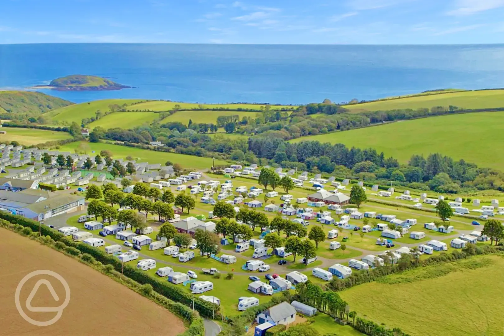Aerial of the campsite and coast