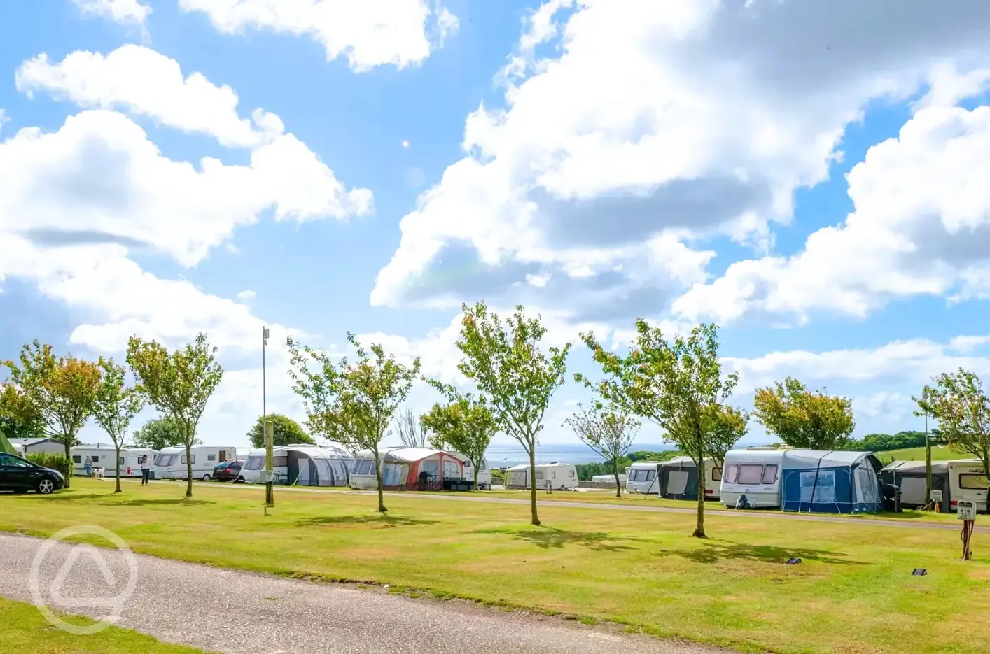 Grass pitches with sea views