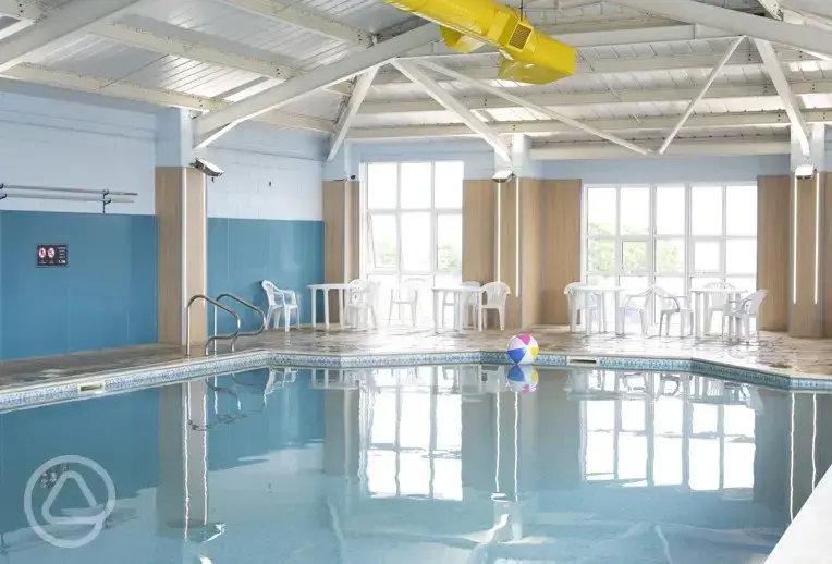 Indoor heated 17m x 8m swimming pool at Tencreek Holiday Park, open year round