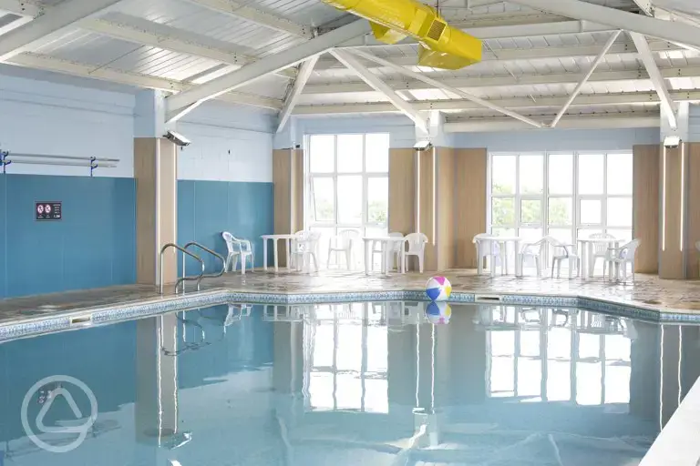 Indoor heated 17m x 8m swimming pool at Tencreek Holiday Park, open year round