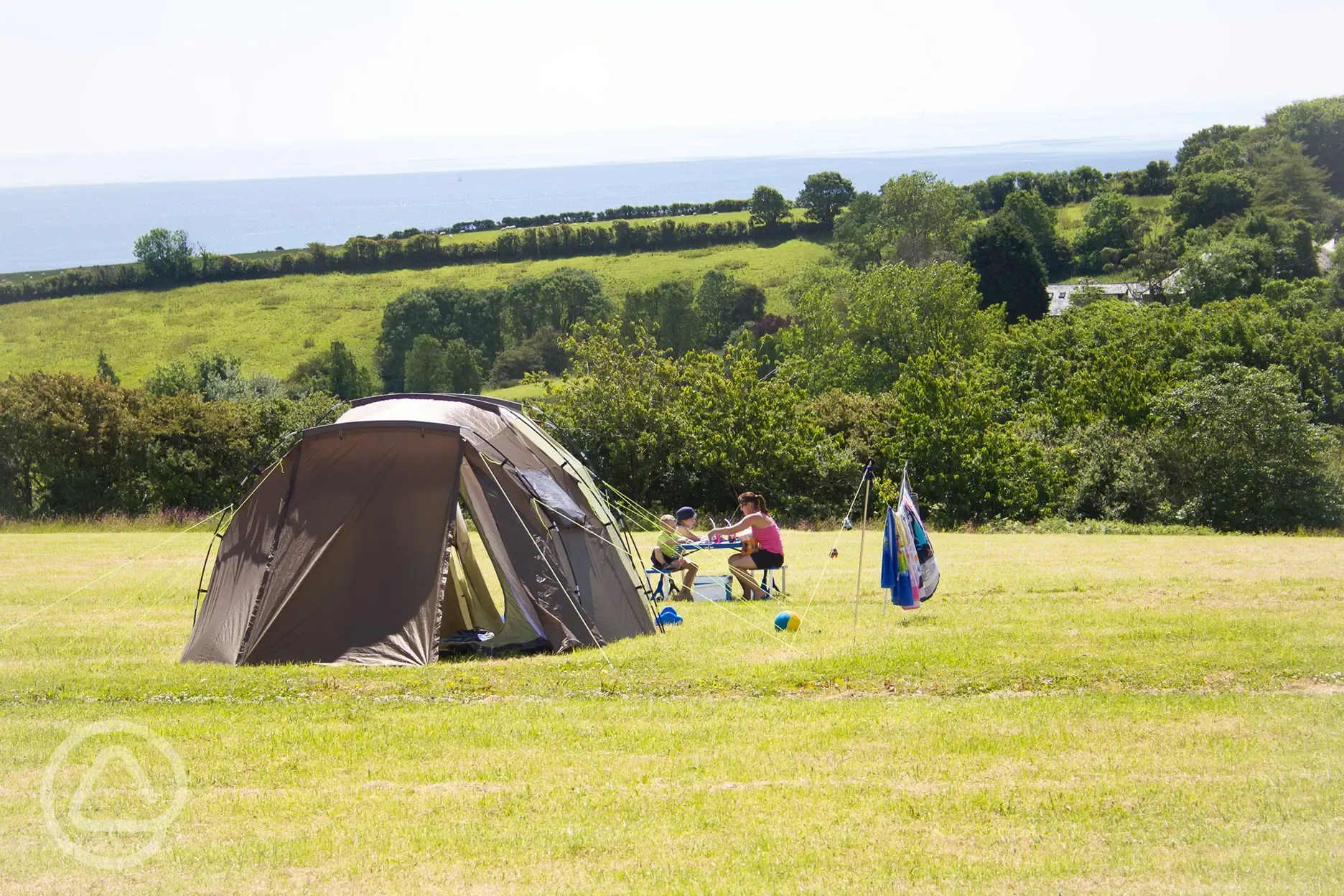 Grass pitches with sea views