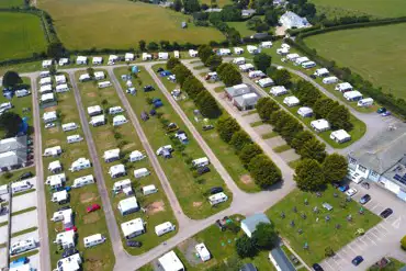 Aerial of Tencreek Holiday Park showing the touring pitches