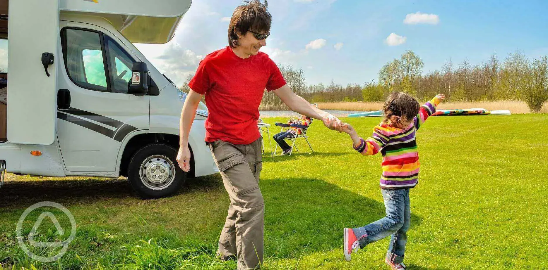 Electric grass camping pitches (11m x 10m) with 10 amp hook ups