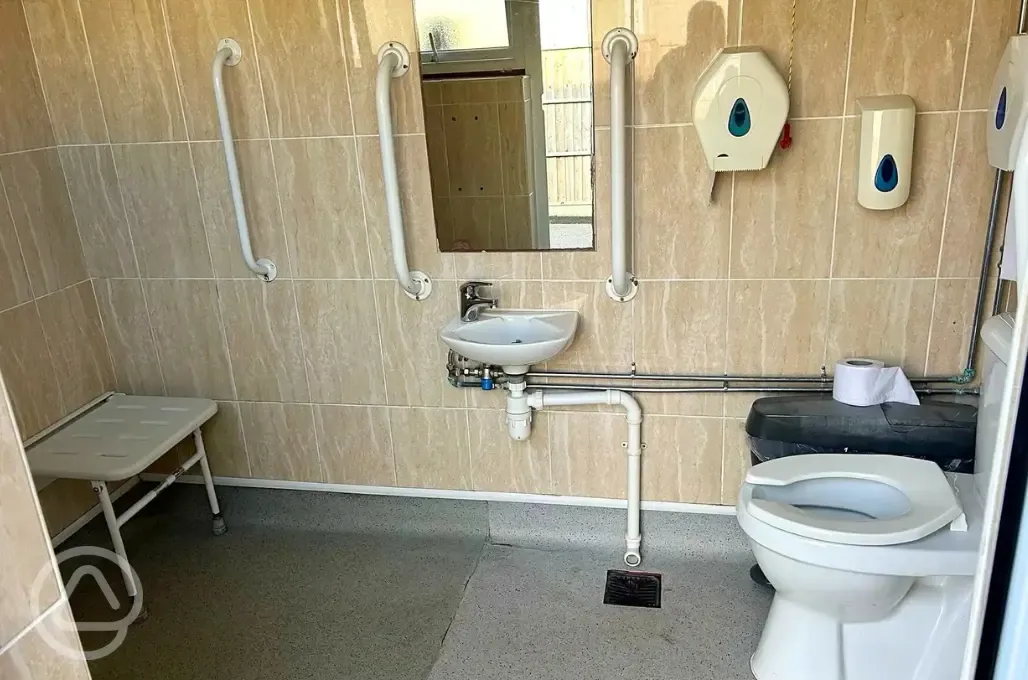 Accessible bathroom with grab rails