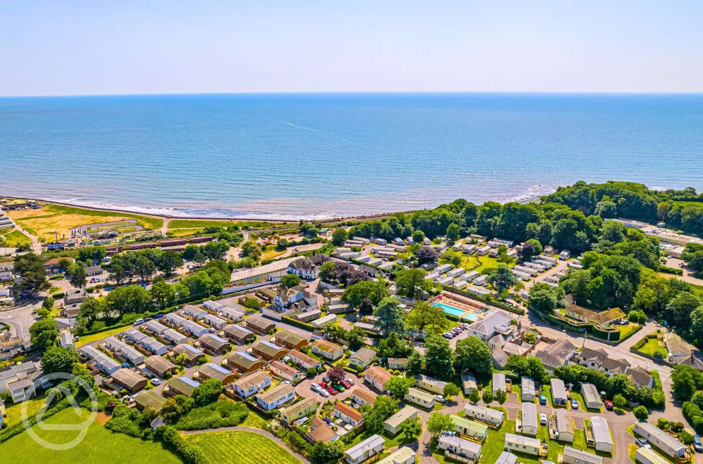 Aerial of Lady's Mile Holiday Park towards the coast and Dawlish