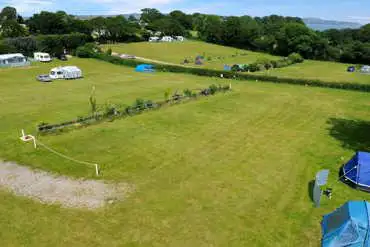 Aerial of the Fox and Badger field with the sea in the background