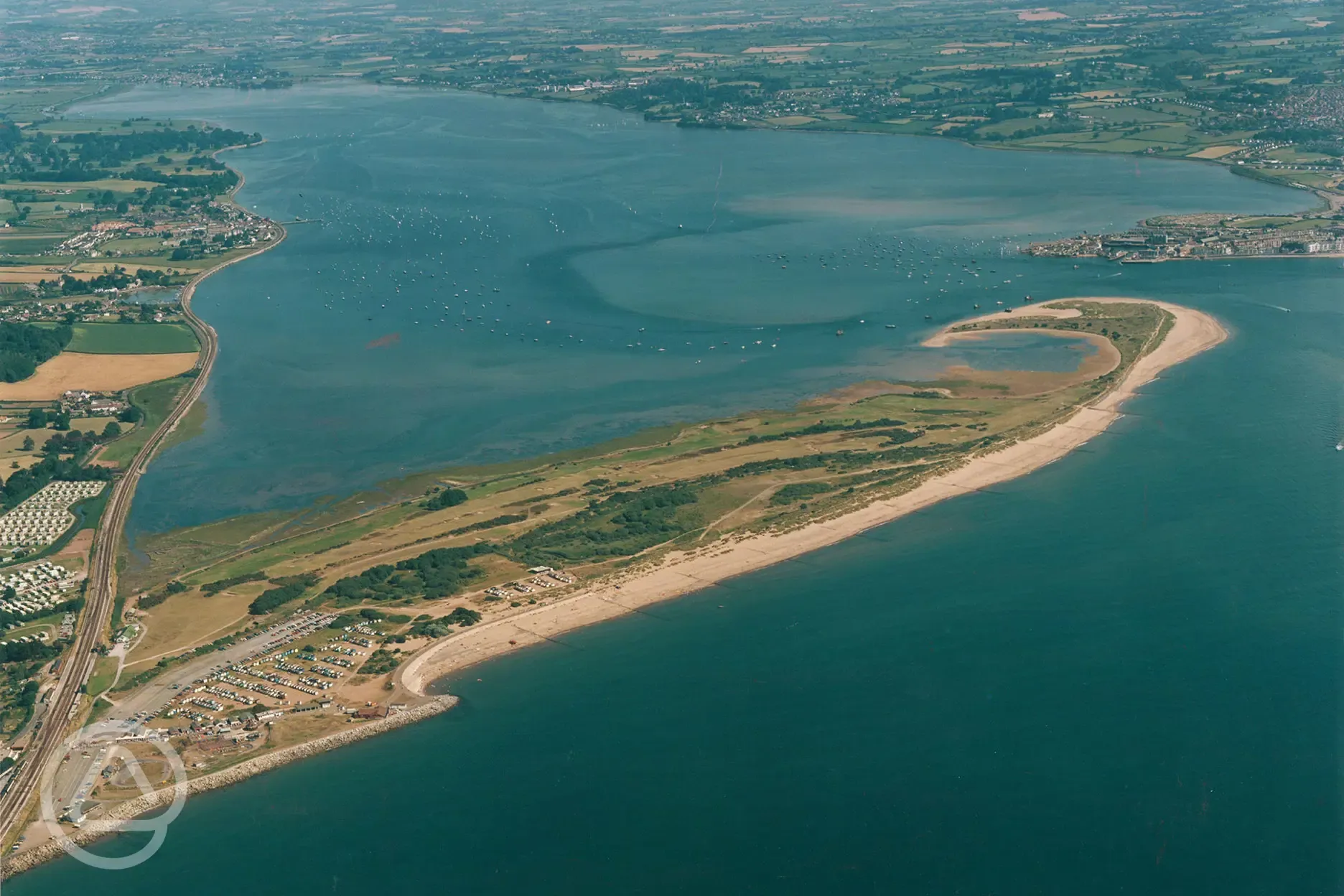 Aerial of Dawlish Warren Beach and Exe Estuary