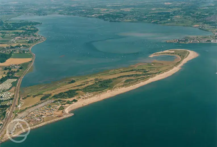 Aerial of Dawlish Warren Beach and Exe Estuary