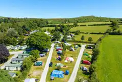 Aerial of Langstone Manor Holiday Park with countryside views