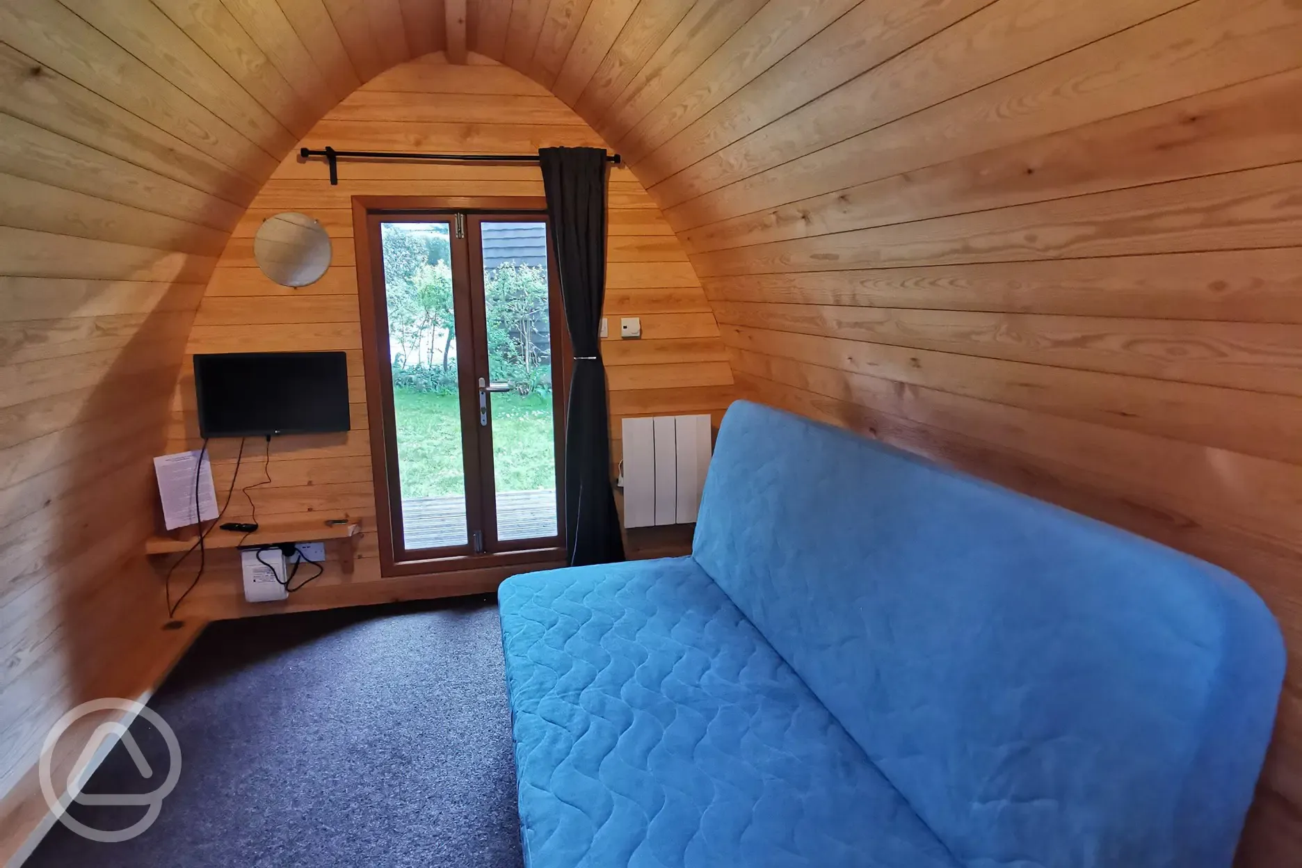 Large camping pod interior