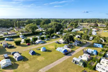 Aerial of the grass pitches at St Leonards Farm Caravan and Camping Park