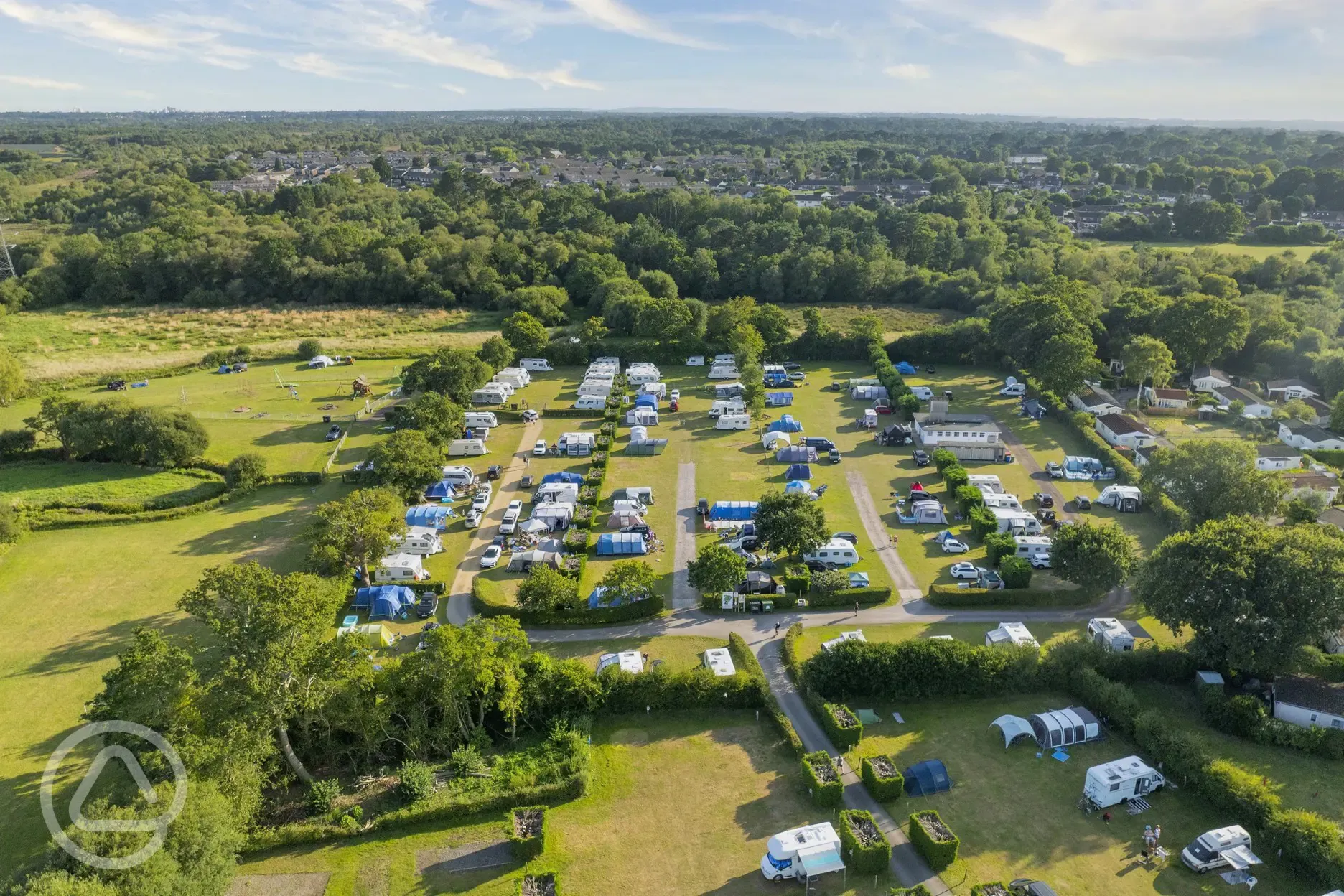 Aerial of the campsite and surrounding fields