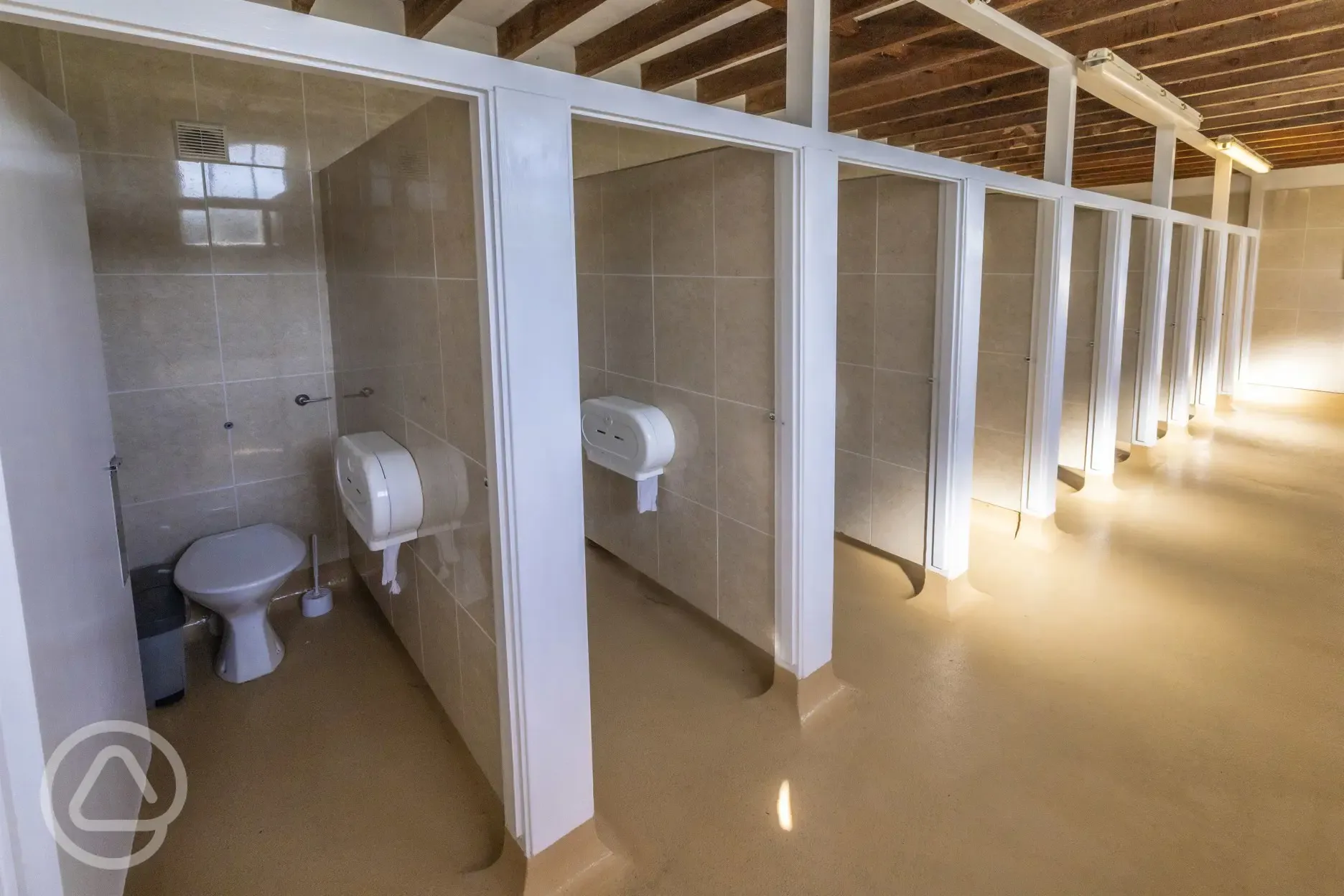 Camping toilets with toilet cubicles 