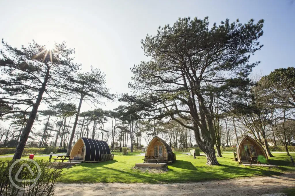 Camping pods sit within our touring or camping area