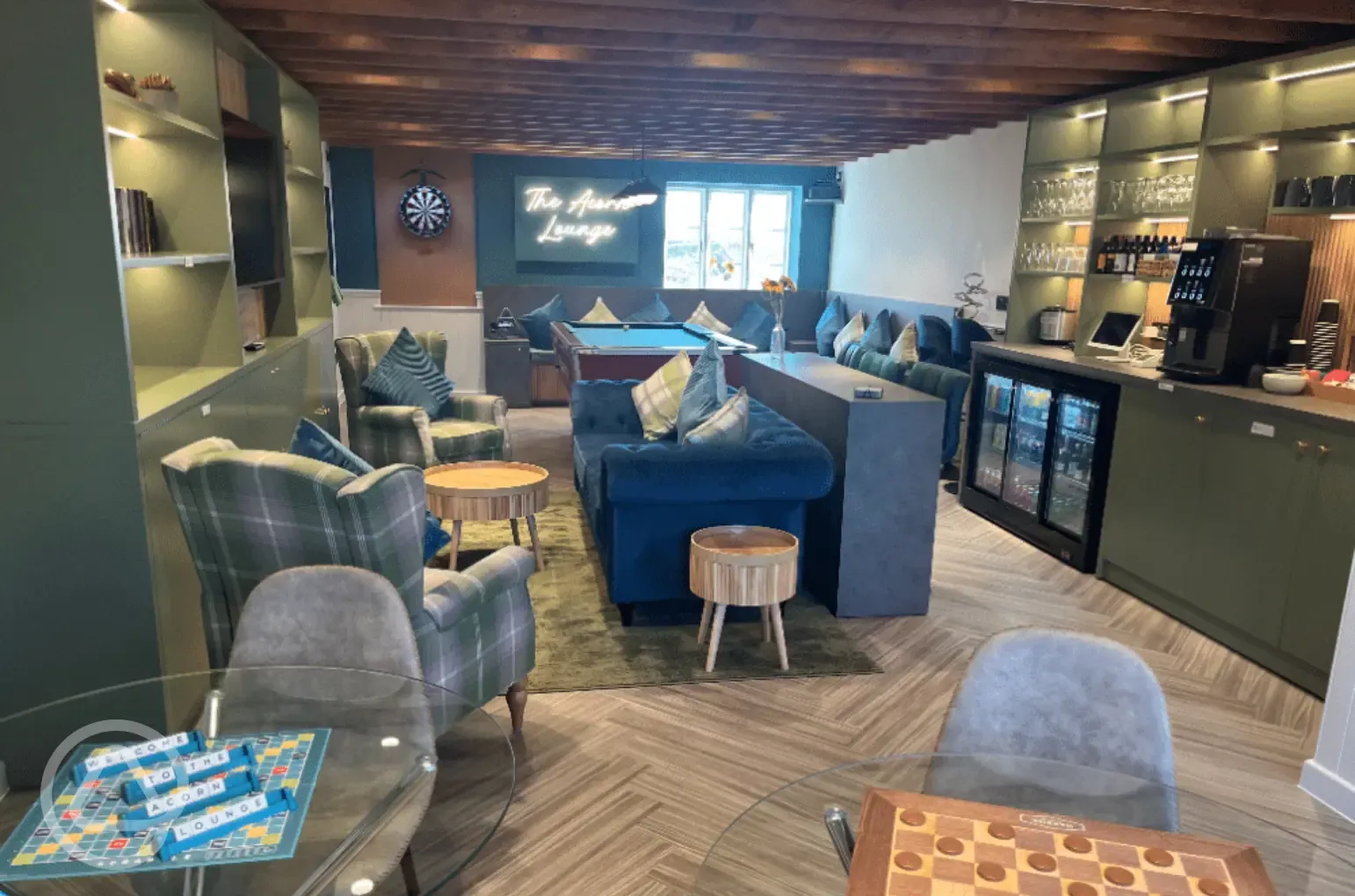 Guest lounge with self-serve bar