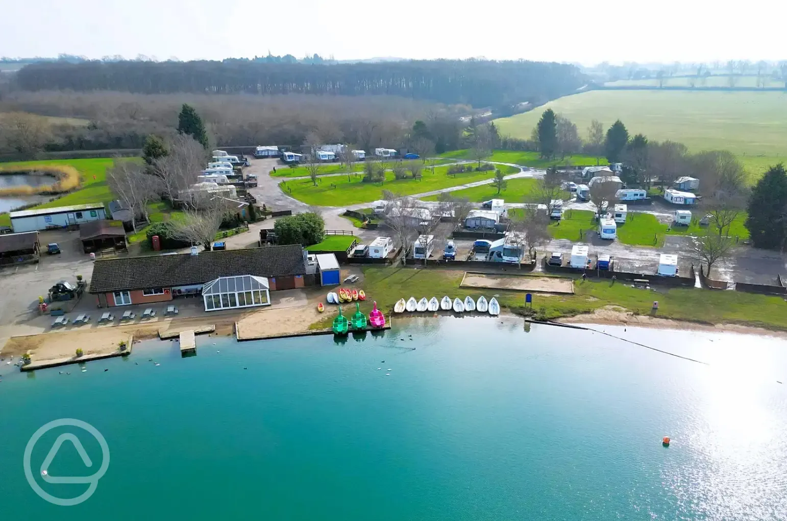 Aerial of the site, lake and facilities 