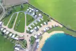 Bird's eye view of pitches at Bosworth Lakeside Lodges and lakes