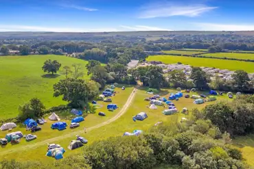Aerial of the Meadoe camping area at Sandyholme Holiday Park