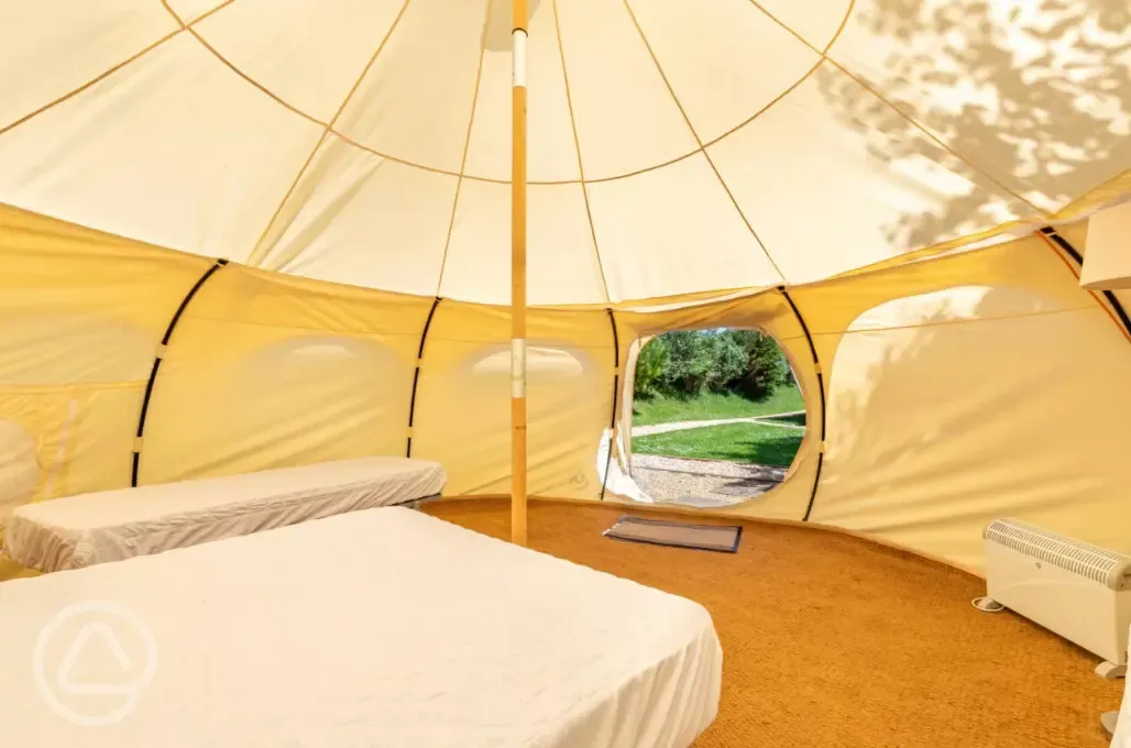 Furnished bell tent interior