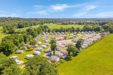 Aerial of the touring area and statics at Sandyholme Holiday Park
