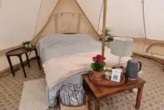 Large furnished bell tent interior
